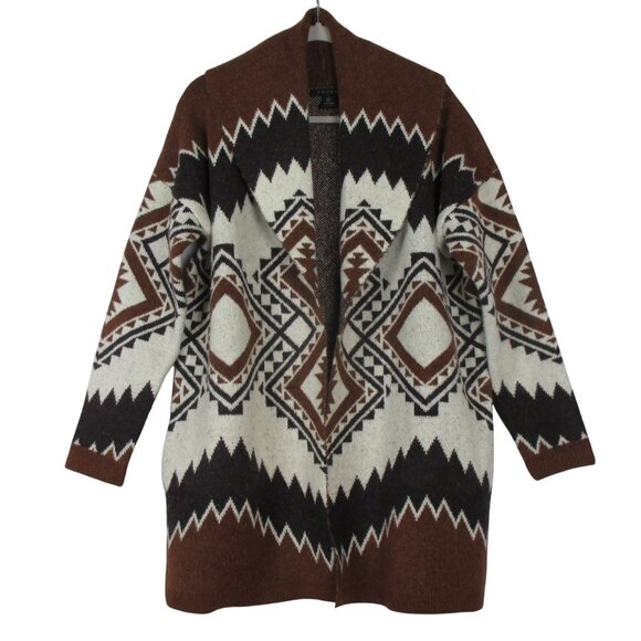 Tahari Cardigan Sweater Womens Open Front Size M Shawl Collar Aztec Western $176 - Picture 1 of 8